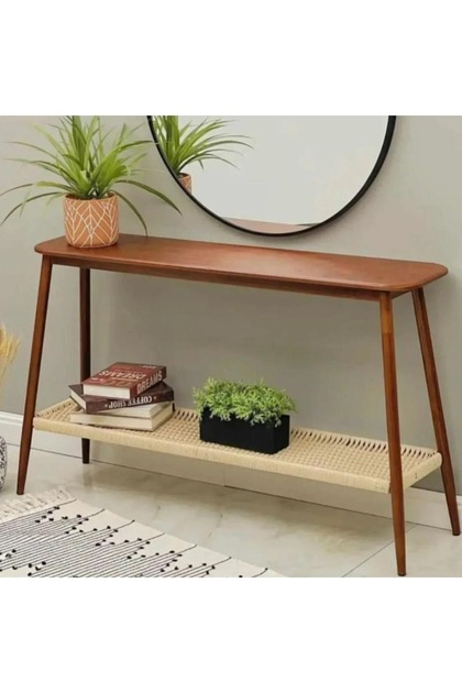 Wooden console with single rattan
