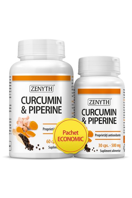Pachet cu curcumină și piperină, Zenyth, 90 capsule