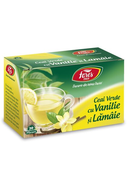 Ceai verde cu vanilie și lămâie, pliculețe de ceai,