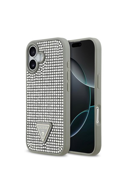 iPhone 17 Compatible Case Original Licensed Stoned Back Surface Triangle Logo Cover Silver