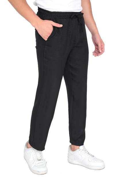Men's Loose Cotton Slouchy Fit Basic Elastic Waist High Waist Thin Summer Casual Ankle Length Pants