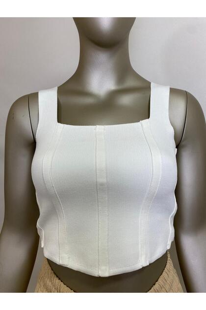 Women's Thick Strap Corset Detailed Flexible Crop