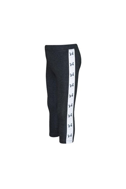 Anthracite Girl's Hooded Side Panda Printed Leggings