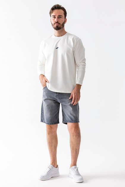 Men's Relaxed Fit 100% Cotton Denim Shorts Gray - 5328