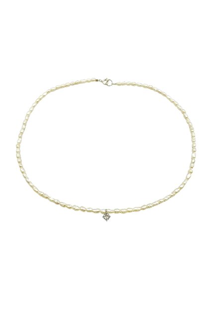 Colier "Small Cristal Drop" din perle de cultură cu accesorii și pandantiv din argint 925, 37 cm