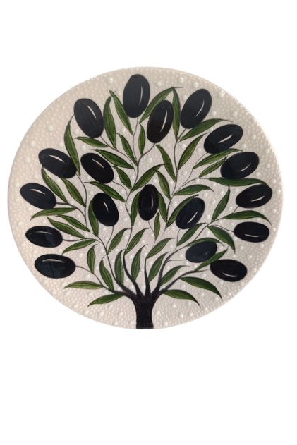 El Yapımı Zeytin Ağacı 18 cm Seramik Tabak