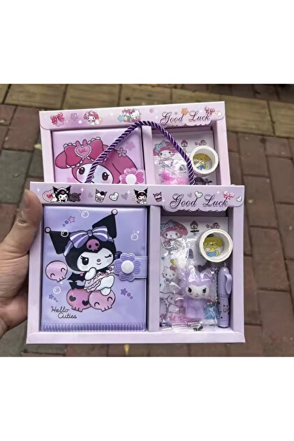 BALCI HEDİYELİK Kuromi Defter Hediye Kutusu Etiket Kırtasiye Seti
