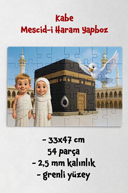 Genel Markalar 54 Parça Kabe Mescidi Haram Jigsaw Yapboz Puzzle