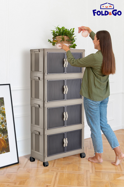 Lavine 4 Katlı Portatif Organizer Tekerlekli Dolap ”Toprak” Çok