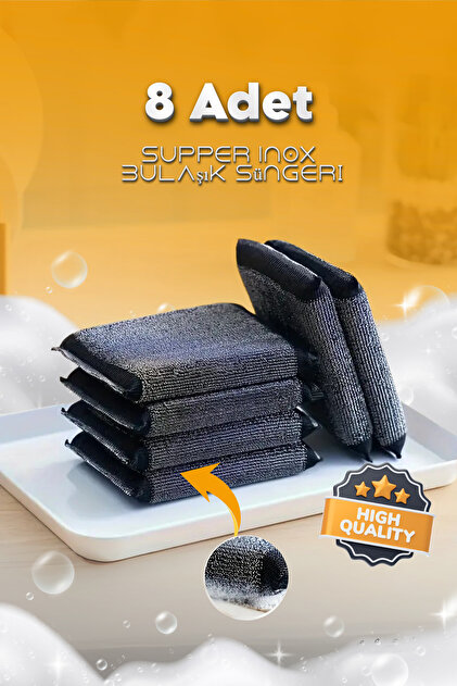 GRİMOR Life 8 Adet Sihirli Inox Tel Bulaşık Süngeri – Paslanmaz