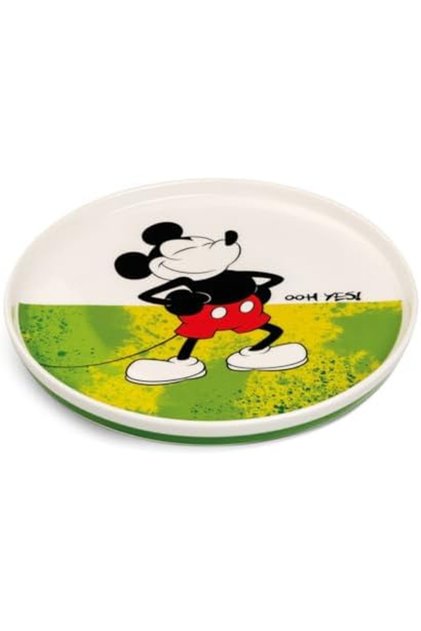 Mickey Mouse Side Plate – 20cm Round Dessert Plate in Yellow | New Bone China | Microwave & D