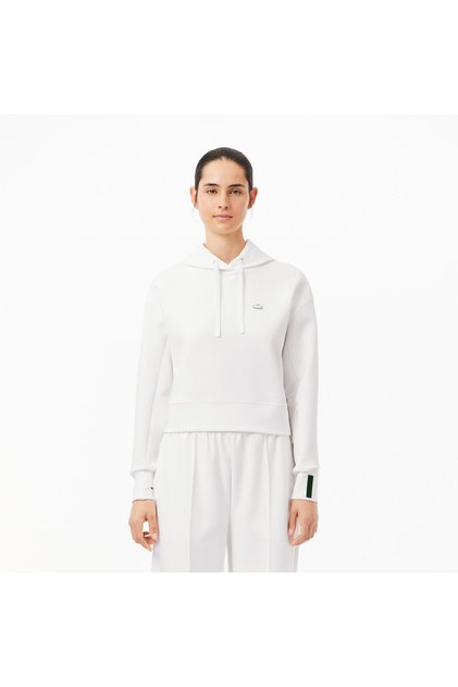 Relaxed Fit Kadın Kapüşonlu Beyaz Sweatshirt