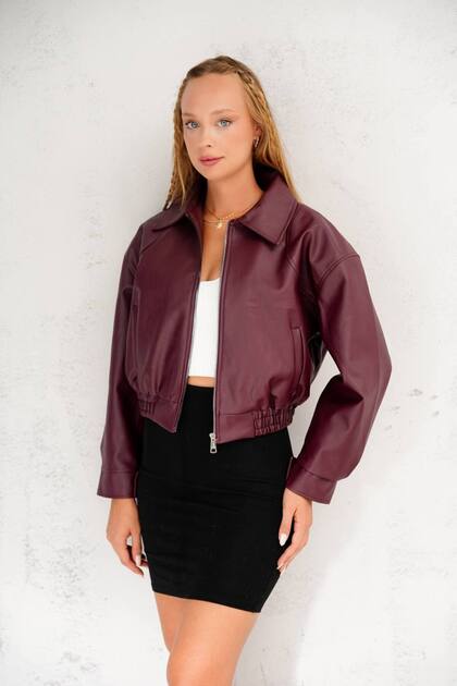 Oversize New Season Bomber Leather Jacket