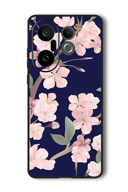 Case Compatible with Vivo X200 FE 6.31 Inch Protection Shockproof Cover Pink Flowers In Blue