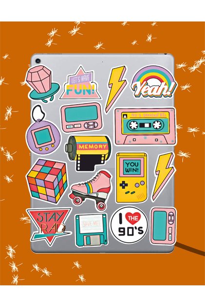 90's Themed Sticker Set | Laptop Agenda Notebook Tablet Phone Notebook Sticker Bullet Journal