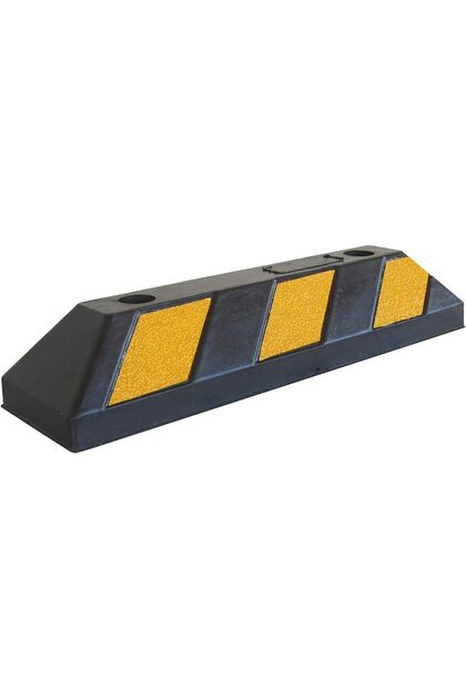 Heavy Duty Rubber Parking Wheel Stop, Black and Yellow Reflective, Vehicle Position Marker