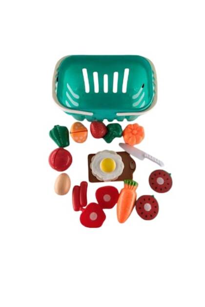 Set 17 piese cos cu legume si fructe de feliat Mixbo, plastic, 3 ani +, multicolor