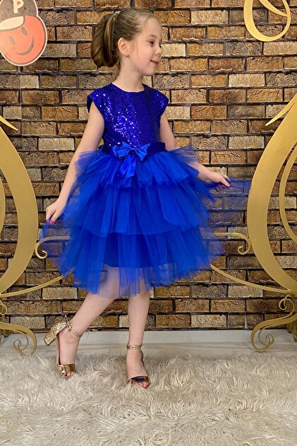 Pumpido Saks Blue Dress for Girls- Trendyol Pumpido Saks Blue Dress for Girls- Trendyol