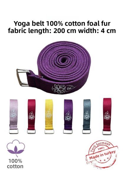 Centura de yoga imprimata cu flori de lotus 200 cm x 4,5 cm 100% bumbac