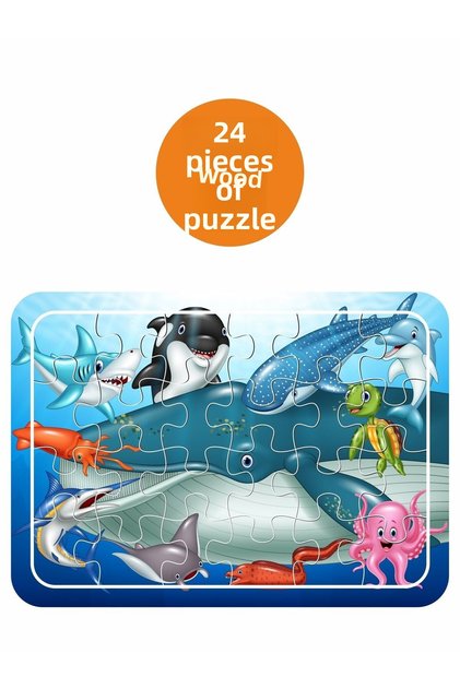 Sea Creatures 24 Piece Wooden Puzzle