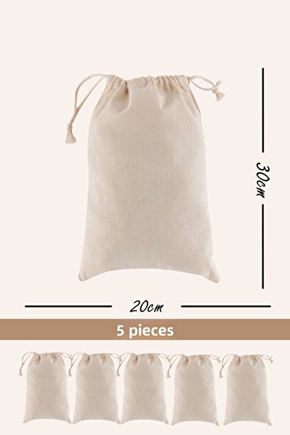 Drawstring Cloth Pouch, 20X30 Cm, Storage Pouch, Gift Cloth Pouch | Unprinted | 140 G/M² | 5 Pieces