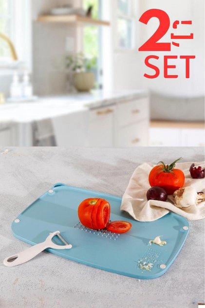 Handy Blue 2 Piece Meal Prep Set – Cutting Board Peeler Set