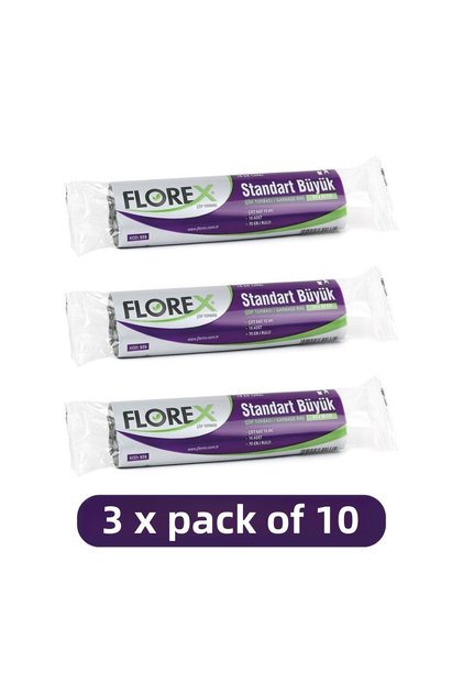 Standard Large Size Garbage Bag 65x80 Cm 10 Pieces Roll Black 3 Rolls (30 Pieces)