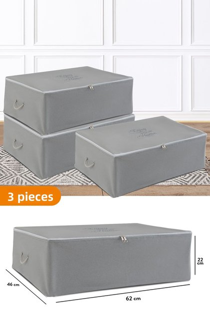 3 Pieces - Large Size Anthracite Storage Bag Under Plinth 62 x 46 x 22 cm