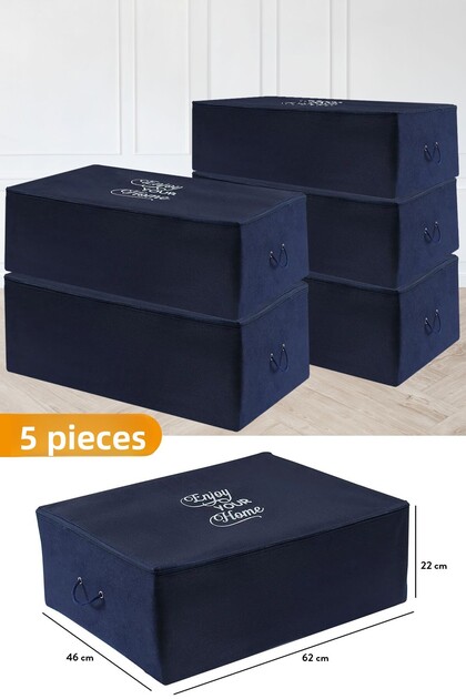 5 Pieces - Large Size Dark Blue Storage Bag Under Plinth 62 x 46 x 22 cm