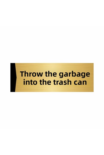 Throw Garbage Trash Can 7X20Cm Gold Color Metal Baffle Sign
