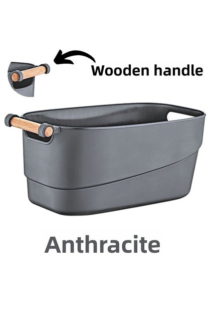 Multi-Purpose Bathroom with Wooden Handle - Kitchen - Drawer Interior - Closet Organizer Basket 5 Lt (anthracite)