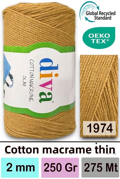 Diva Cotton Macrame Thin 1974 Mustard