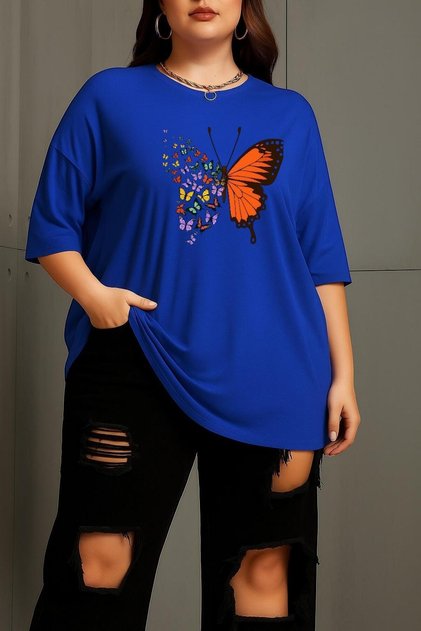 Plus Size Butterfly Printed Unisex T-Shirt