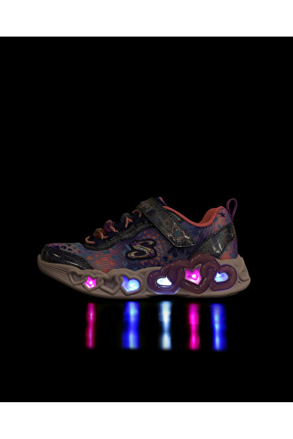 HELLSTAR 紫色 ストーン付き Skechers INFINITE HEART LIGHTS HEART JEWELS Büyük Kız Çocuk