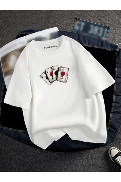 Oversized Playing Card Printed Unisex T-Shirt Printed