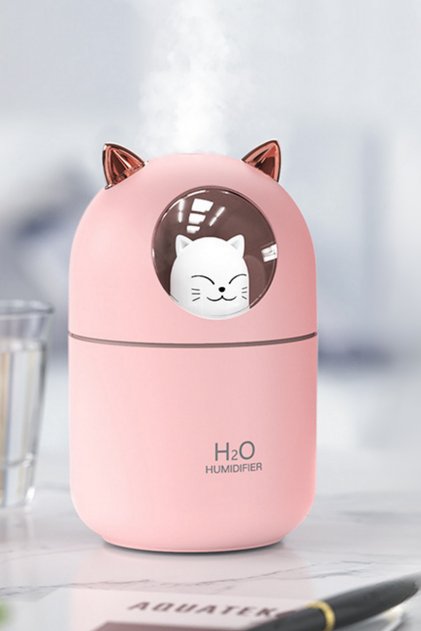 300ml Air Humidifier Baby Room Steam Device with Cat Figure and Night Light
