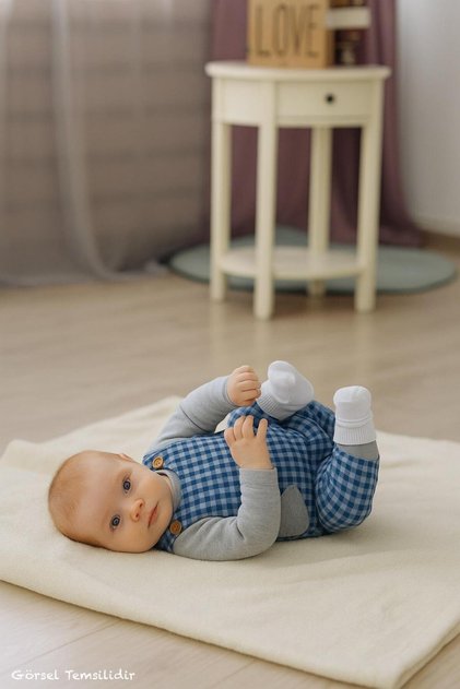 Newborn Baby Girl and Boy Cotton Jumpsuit Set Style Salopet and Sweatshirt Badi 2-Piece Newborn Set