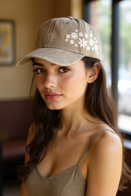 Everlasting Love Daisy Embroidered Vintage Cap Hat