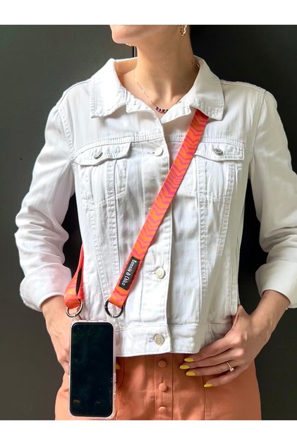 iPhone 11 Transparent Case Cross Mountable Adjustable Length Mocha Phone Strap