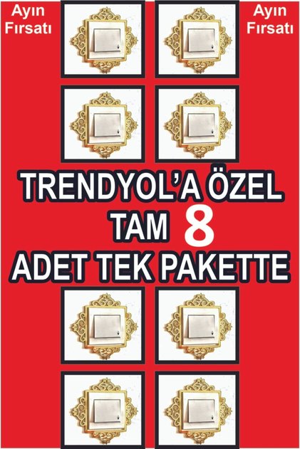 Priz Anahtar Çerçevesi 8 Adet Gold