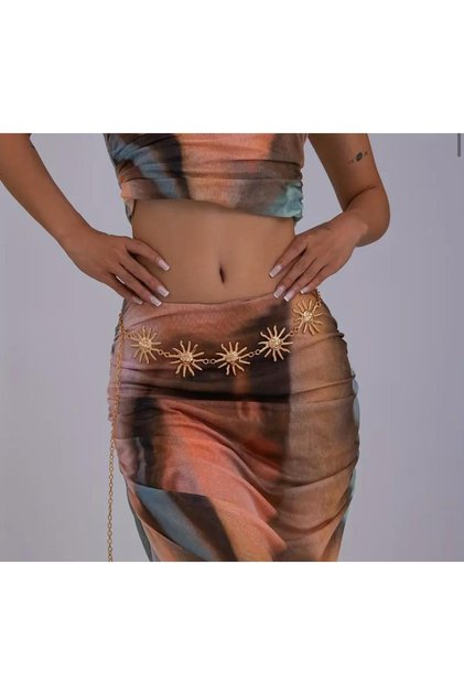 Smiley, Face, Gold, Sun Chain Waist Belt Women's Belt,