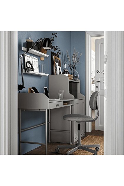 IKEA Hauga Gri Renk 100X84 cm Çalışma Masası Çekmeceli