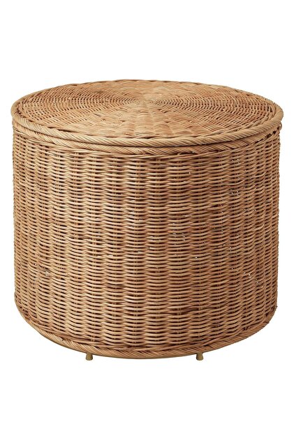 Rattan, Kapaklı Saklama Gözlü Puf , El Yapımı Saklama Kutusu