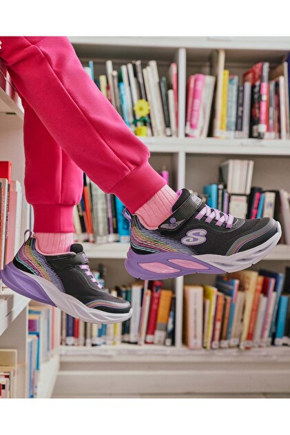 Skechers COSMIC GLOW RAINBOW BEAM Büyük Kız Çocuk Siyah Işıklı