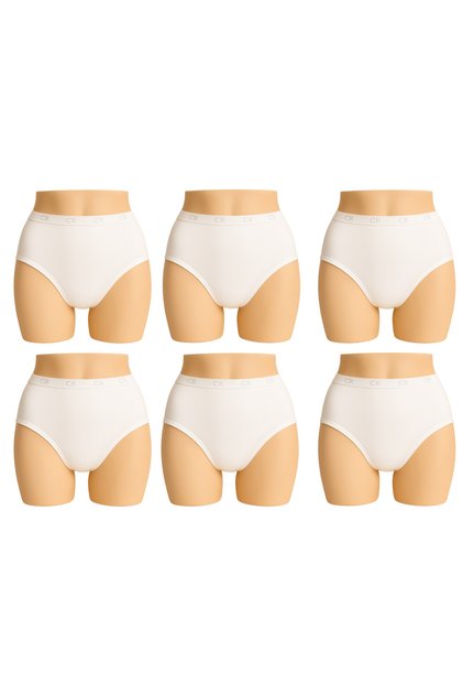 Six-pack of women's cotton underwear, stretchable with lining and terry cloth.