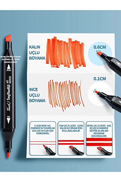 MAVIGOK 168 Renkli Çift Uçlu Kalın/İnce Uçlu Keçeli Marker Seti