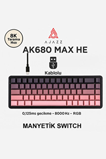 Ajazz Ak680 Max Rapid Trigger Manyetik Switch Kablolu Klavye 8.000