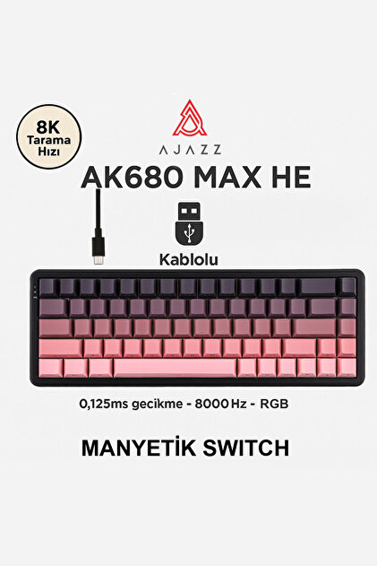 Ajazz AK680 Max Rapid Trigger Manyetik Switch Kablolu Mekanik