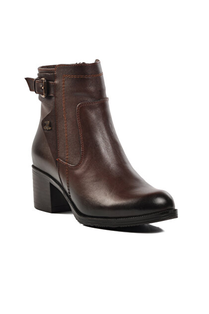 Brown Genuine Leather Zippered Women's Boots 1779011K Z