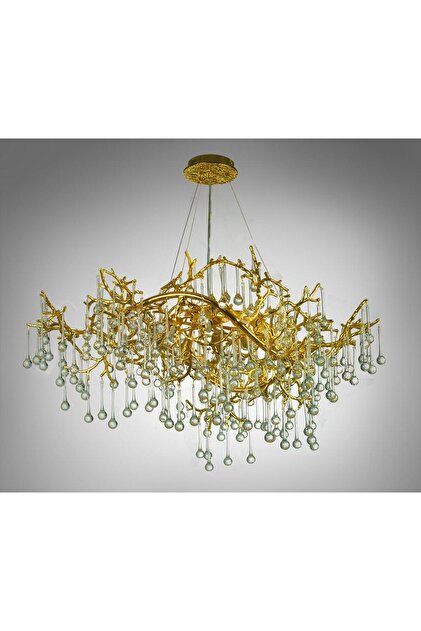 Modern Lüks Kristal Avize Yağmur Damlası Altın Kısılabilir, LED Oturma Odası, Yatak Odası 80cm